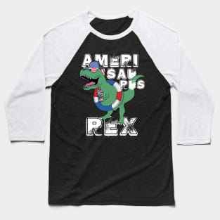 4th of July Amerisaurus Rex Dinosaur Firework American Flag Patriotic T Rex Funny Baseball T-Shirt